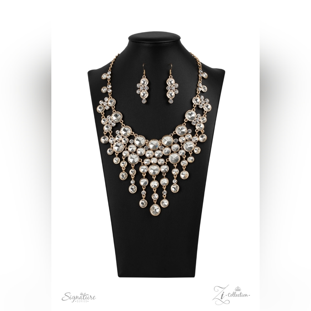 NIB The Rosa Stunning Gold with Diamonds Necklace with matching earrings‼️